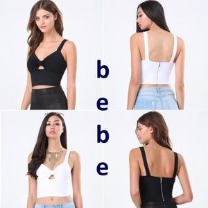 bebe Black Peekaboo Sexy Crop Bra Top